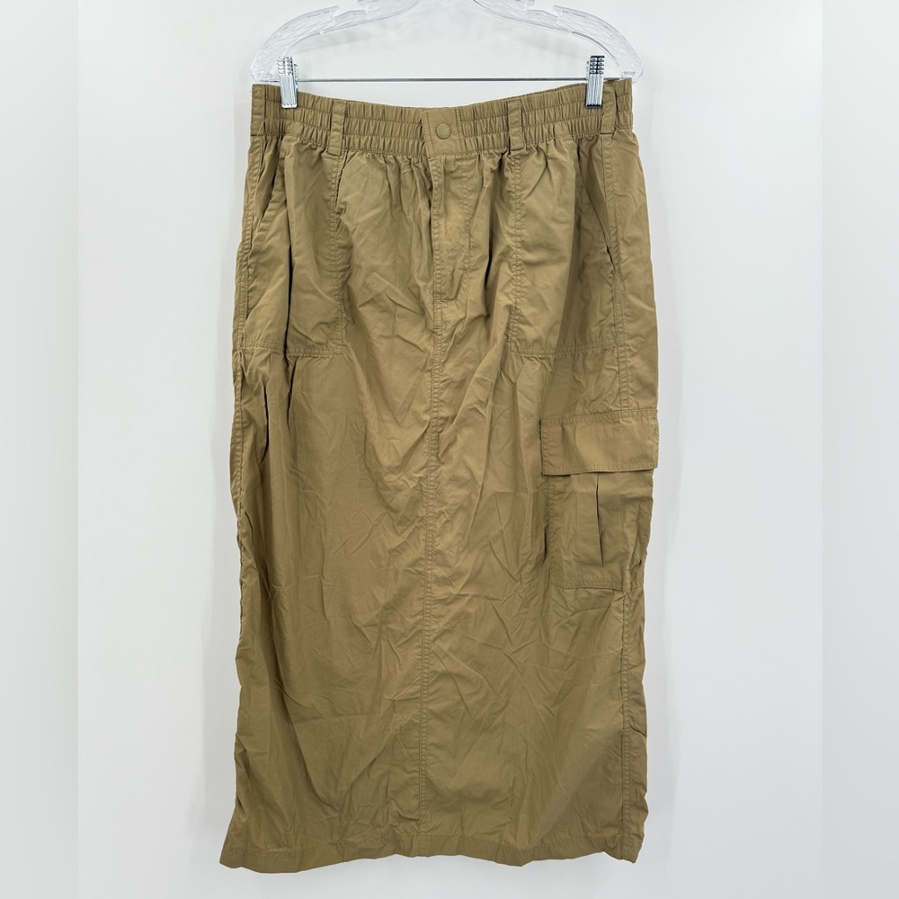 Aerie Offline Women’s Tan Maxi Cargo Nylon Skirt Size Large